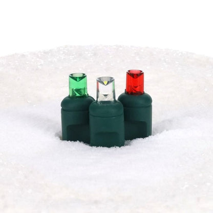 50 5mm Red, Green, and Cool White SuperSpark® LED Strobe Christmas Lights, 6" Spacing, Green Wire
