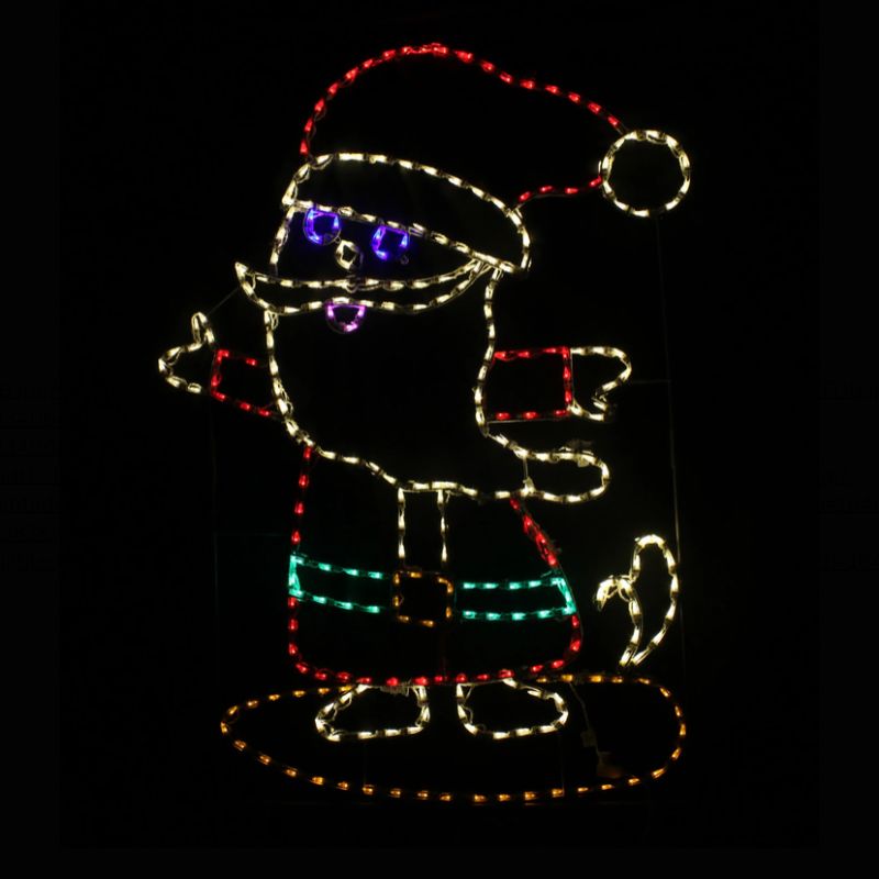 Jolly Santa on Surfboard, Lighted Outdoor Christmas Display - Wireframes Displays and Yard Art