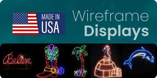 Outdoor Christmas displays and wireframe displays and yard art