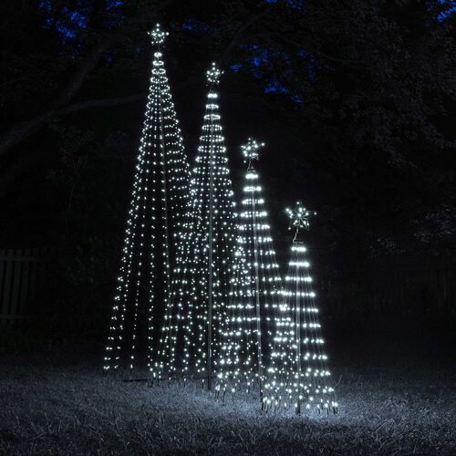 4' Cool White  LED Animated Outdoor Lightshow Tree, Black Frame