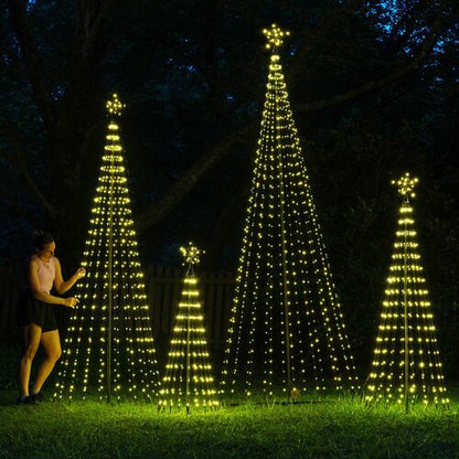 4' Warm White  LED Animated Outdoor Lightshow Tree, Black Frame