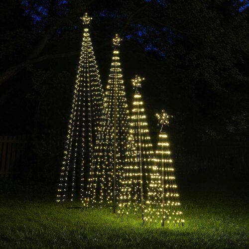 4' Warm White  LED Animated Outdoor Lightshow Tree, Black Frame