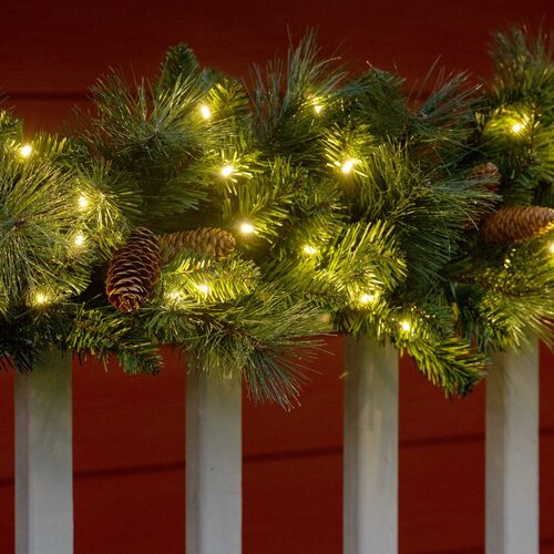 9' X 14" Mixed Noble Garland, Pre-Lit, LED, Warm White