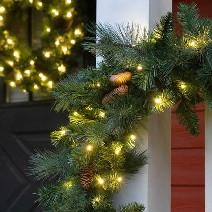 9' X 14" Mixed Noble Garland, Pre-Lit, LED, Warm White