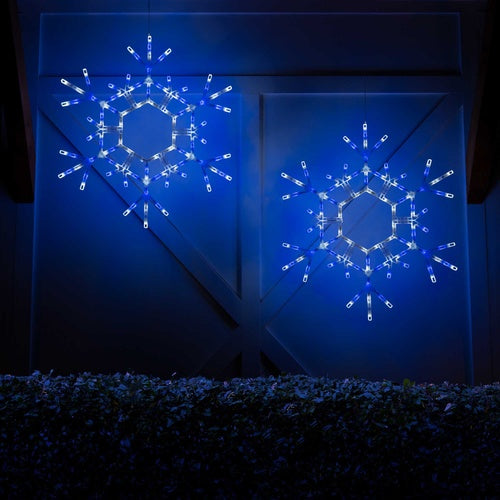 36" LED Folding Snowflake, Blue and Cool White Lights