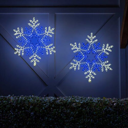 28" LED 48 Point Star Center Snowflake, Blue and Cool White