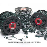 Lite-Netics C9 Magnetic Christmas Light Socket Spool, 250', 12" Spacing, SPT1, Green Wire