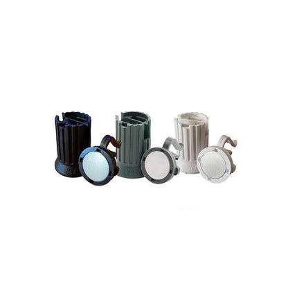 Lite-Netics magnetic C9 replacement sockets in green, black, and white showing the magnet base