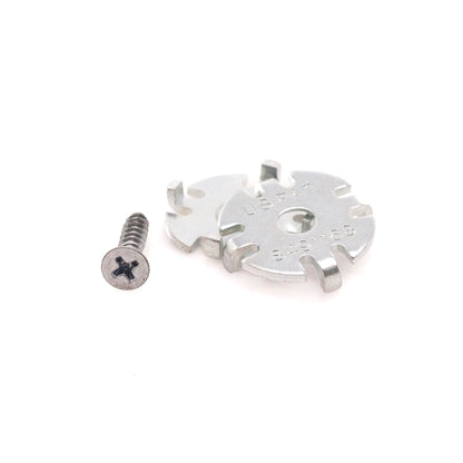 Lite-Netics nickel clip mounting plate for magnetic light sockets with a wood screw