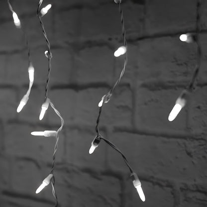 M5 Cool White LED Icicle Lights 70 Bulbs 7.5ft Long White Wire - Christmas Lights