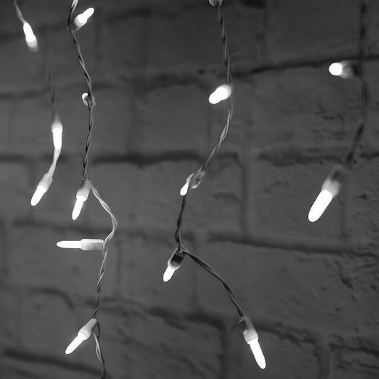 M5 Cool White LED Icicle Lights 70 Bulbs 7.5ft Long White Wire - Christmas Lights