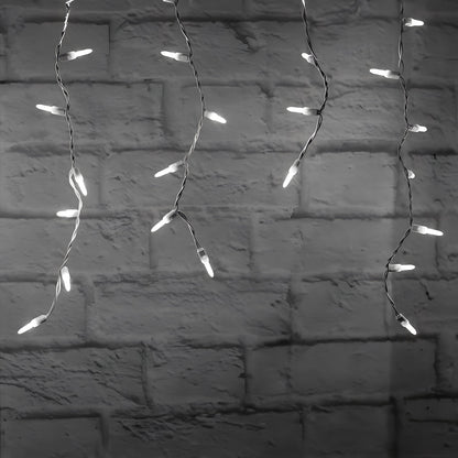 M5 Cool White LED Icicle Lights 70 Bulbs 7.5ft Long White Wire - Christmas Lights