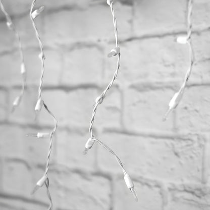 M5 Cool White LED Icicle Lights 70 Bulbs 7.5ft Long White Wire - Christmas Lights