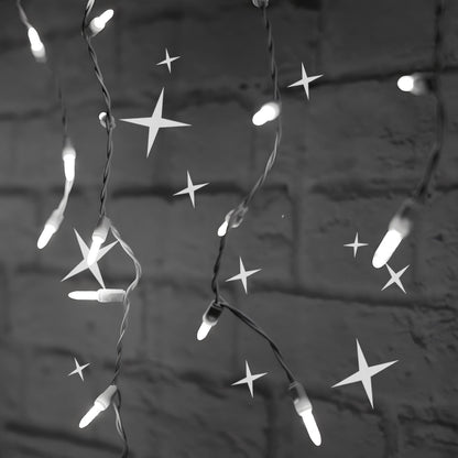 M5 Cool White LED Icicle Lights 70 Bulbs 7.5ft Long White Wire TWINKLE - Christmas Lights