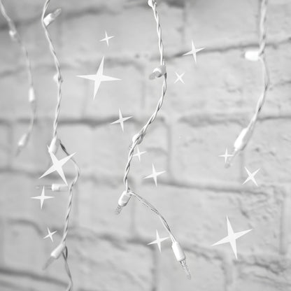 M5 Cool White LED Icicle Lights 70 Bulbs 7.5ft Long White Wire TWINKLE - Christmas Lights