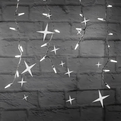M5 Cool White LED Icicle Lights 70 Bulbs 7.5ft Long White Wire TWINKLE - Christmas Lights
