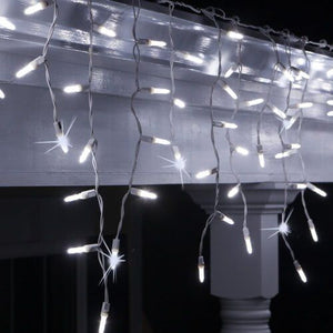 M5 Cool White Twinkle LED Icicle Lights, 70 Bulbs, 7.5ft Long, White Wire Christmas Lights Wintergreen Corporation