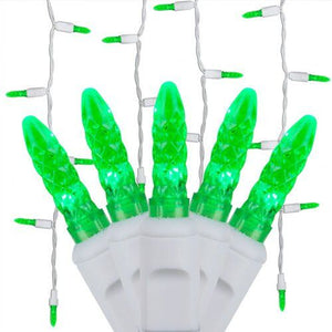 M5 Green LED Icicle Lights, 70 Bulbs, 7.5ft Long, White Wire Christmas Lights Wintergreen Corporation
