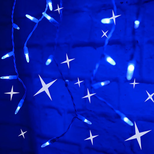 M5 LED Smooth Fade Blue LED Icicle Lights DreamSpark 70 Bulbs 7.5ft Long White Wire - Christmas Lights