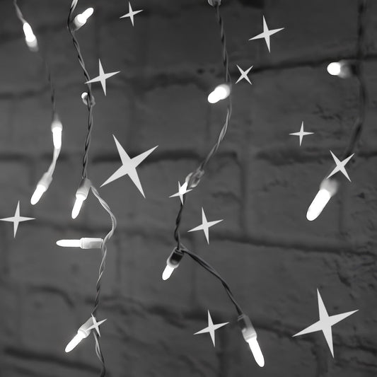 M5 LED Smooth Fade Cool White LED Icicle Lights DreamSpark 70 Bulbs 7.5ft Long White Wire - Christmas Lights