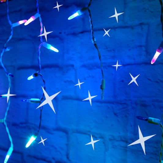 M5 LED Smooth Fade LED Icicle Lights DreamSpark Stardust 70 Bulbs 7.5ft Long White Wire - Christmas Lights