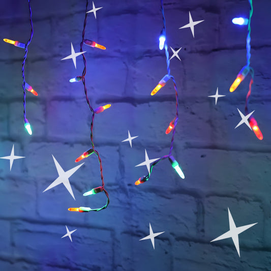 M5 LED Smooth Fade Multicolor LED Icicle Lights DreamSpark 70 Bulbs 7.5ft Long White Wire - Christmas Lights