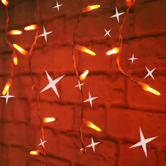 M5 LED Smooth Fade Orange LED Icicle Lights DreamSpark 70 Bulbs 7.5ft Long White Wire - Christmas Lights