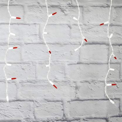 M5 LED Smooth Fade Red and Cool White LED Icicle Lights DreamSpark 70 Bulbs 7.5ft Long White Wire - Christmas Lights