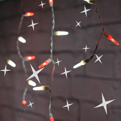 M5 LED Smooth Fade Red and Cool White LED Icicle Lights DreamSpark 70 Bulbs 7.5ft Long White Wire - Christmas Lights
