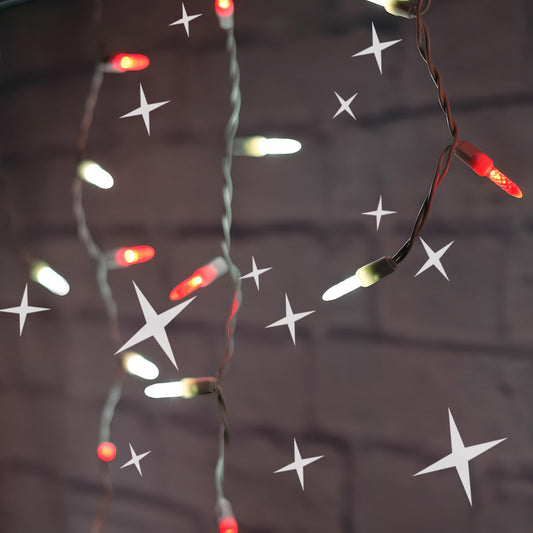M5 LED Smooth Fade Red and Cool White LED Icicle Lights DreamSpark 70 Bulbs 7.5ft Long White Wire - Christmas Lights