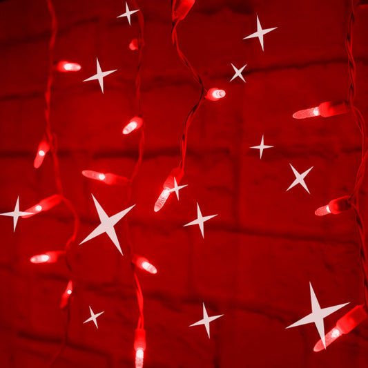 M5 LED Smooth Fade Red LED Icicle Lights DreamSpark 70 Bulbs 7.5ft Long White Wire - Christmas Lights