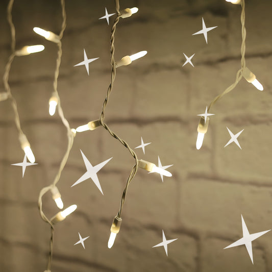M5 LED Smooth Fade Warm White LED Icicle Lights DreamSpark 70 Bulbs 7.5ft Long White Wire - Christmas Lights