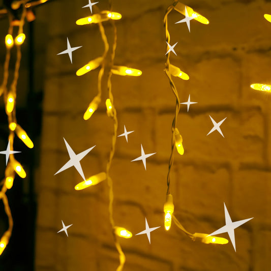 M5 LED Smooth Fade Yellow LED Icicle Lights DreamSpark 70 Bulbs 7.5ft Long White Wire - Christmas Lights