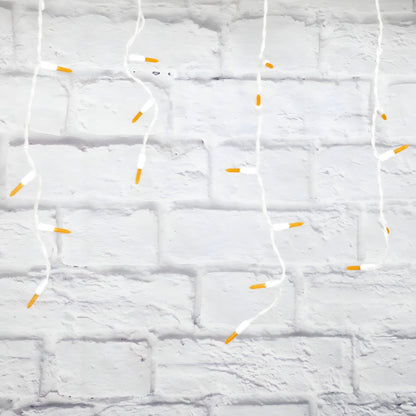 M5 Orange LED Icicle Lights 70 Bulbs 7.5ft Long White Wire - Christmas Lights