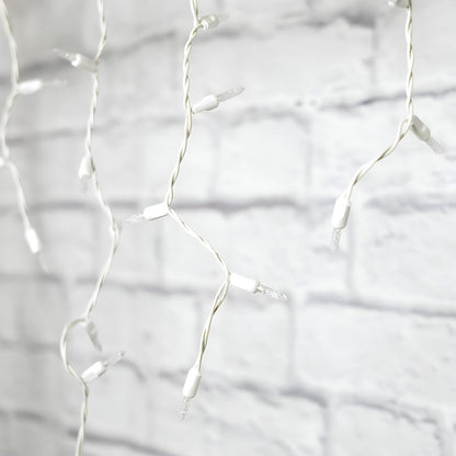 M5 Warm White LED Icicle Lights 70 Bulbs 7.5ft Long White Wire - Christmas Lights
