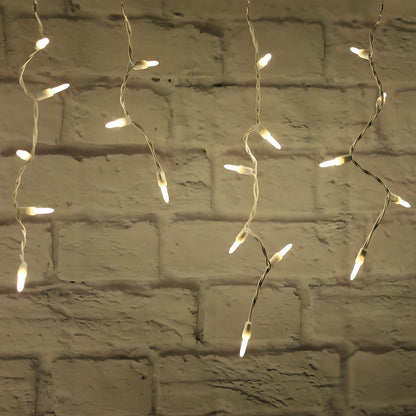 M5 Warm White LED Icicle Lights 70 Bulbs 7.5ft Long White Wire - Christmas Lights