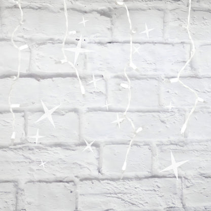 M5 Warm White LED Icicle Lights 70 Bulbs 7.5ft Long White Wire TWINKLE - Christmas Lights