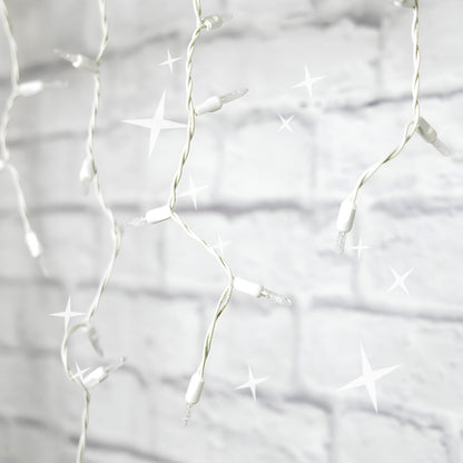 M5 Warm White LED Icicle Lights 70 Bulbs 7.5ft Long White Wire TWINKLE - Christmas Lights