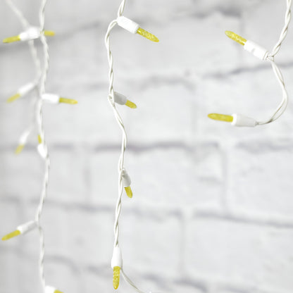 M5 Yellow LED Icicle Lights 70 Bulbs 7.5ft Long White Wire - Christmas Lights