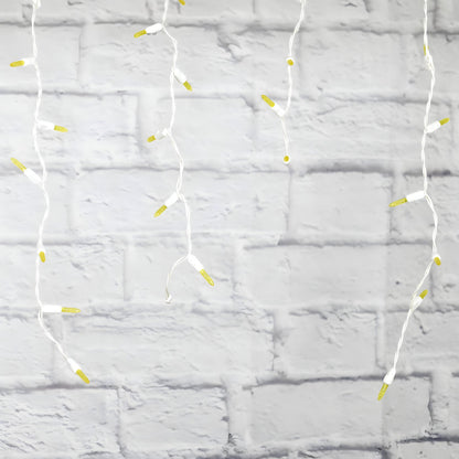 M5 Yellow LED Icicle Lights 70 Bulbs 7.5ft Long White Wire - Christmas Lights