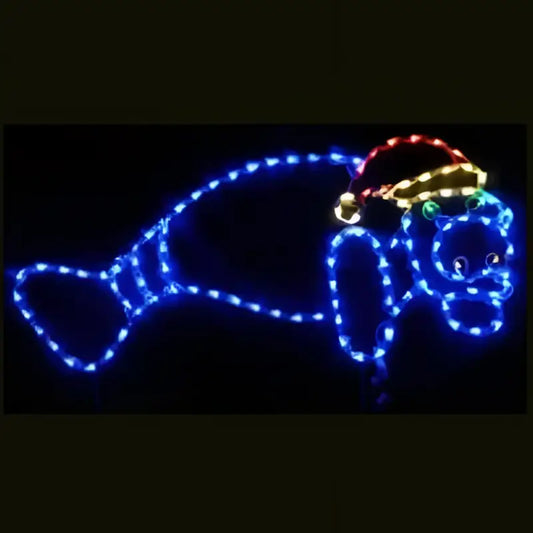 Manatee with Santa Hat Wireframes Displays and Yard Art