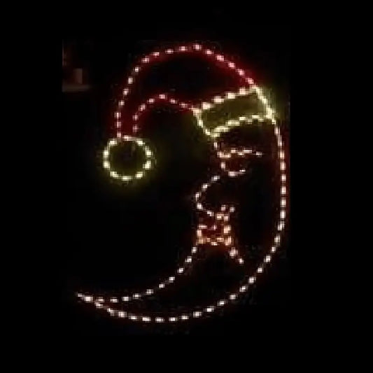 Moon with Santa Hat Hanging - Wireframes Displays and Yard Art