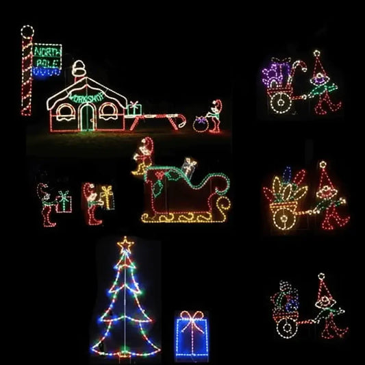 North Pole Scene Animated - Wireframes Displays and Yard Art
