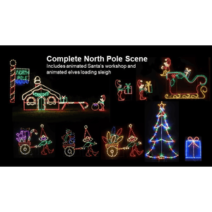 North Pole Scene Animated Wireframes, Displays and Yard Art Lori's Lighted D'Lites