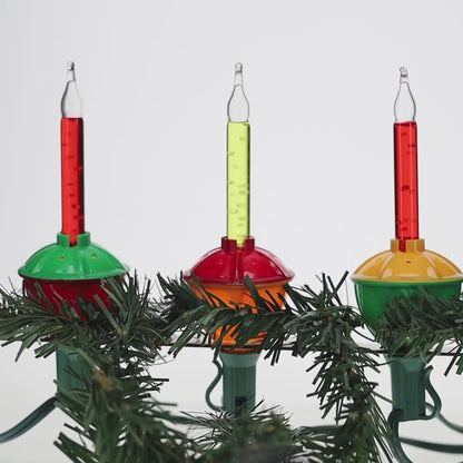 C7 Traditional Bubble Lights, 7 Bulb Set, Multicolor, Green Wire