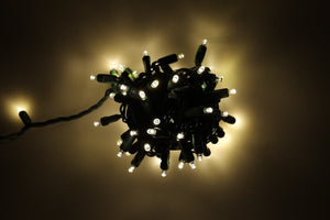 5mm Warm White LED Christmas Lights, 70 Bulbs, 4" Spacing, TWINKLE