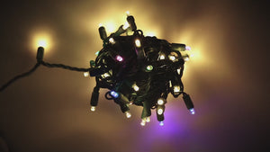 ColorSplash Treasure, 5mm Warm White/RGB Smooth Fading LED Christmas Lights, 50 Bulbs, 6" Spacing