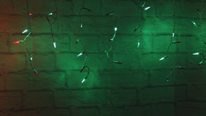 M5 LED Smooth Fade Red and Green LED Icicle Lights, DreamSpark, 70 Bulbs, 7.5ft Long, White Wire