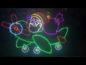 Animated Whimsical Santa Driving an Airplane - Animated