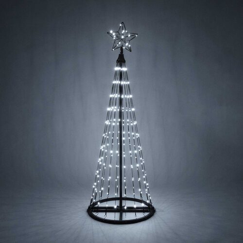 4' Cool White  LED Animated Outdoor Lightshow Tree, Black Frame